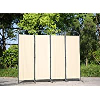 Angel Living Biombo Separador de 4 Paneles con el Techo y la Base de la Forma Curva- Decoración Elegante- Separador de…